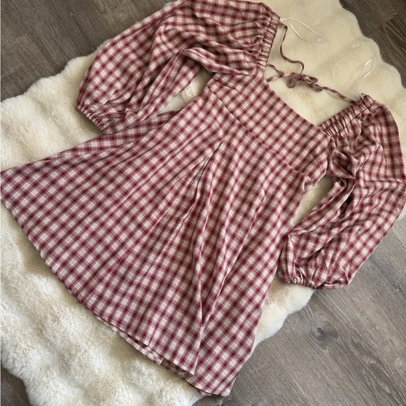 REVEROF Plaid Babydoll Dress With Smocking Back Detail,NWT - Picture 7 of 11